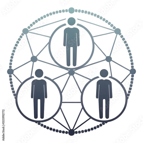 Teamwork Icon with Connected Human Figures