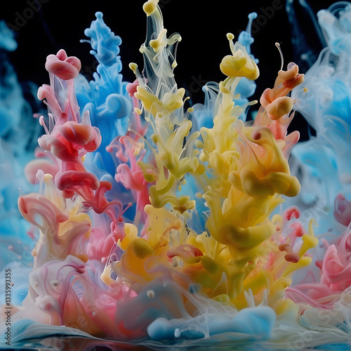 Colorful Ink Explosion in Water
