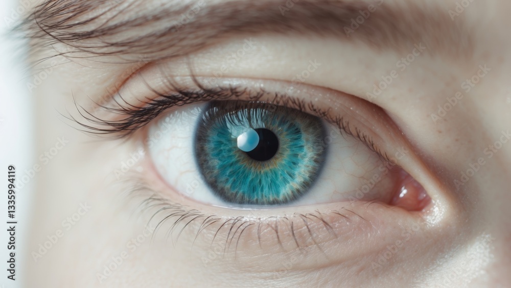 Fototapeta premium Mesmerizing Close Up of Human Eye with Teal and Brown Hues in Shadow and Light
