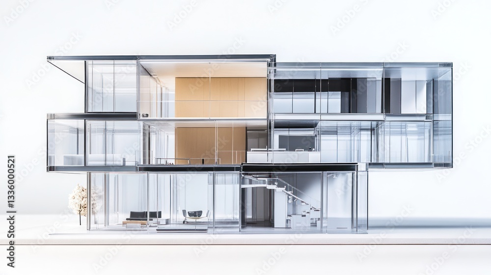 Modern house architectural model interior design, open space layout Modern house architectural model interior design, open space layout