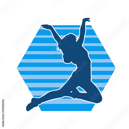 Silhouette of a female ballet dancer in action pose. Silhouette of a ballerina girl dancing pose.