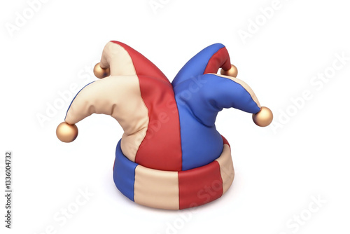 red white and blue jester hat on a white background