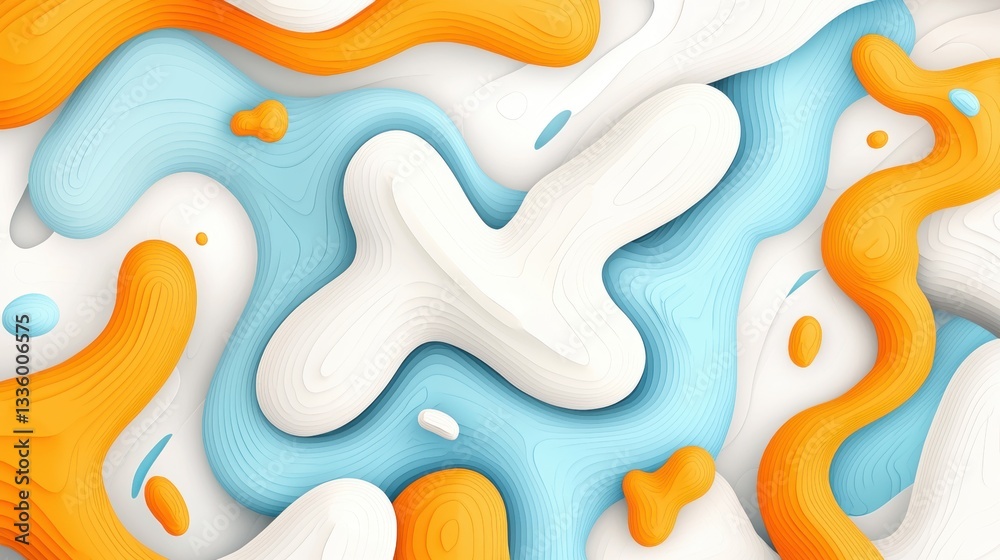 Abstract Art: A Playful Dance of Orange, Blue, and White Abstract Art: A Playful Dance of Orange, Blue, and White