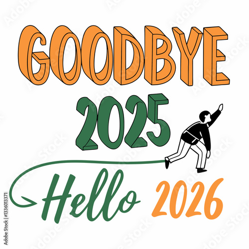 Goodbye 2025, Hello 2026 – New Year Vector Design
