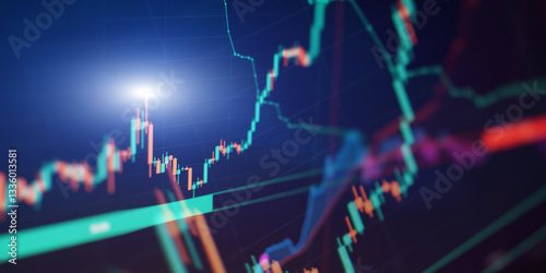 Obraz na płótnie Advanced market visualization: real-time financial charts and stock trading analytic w salonie