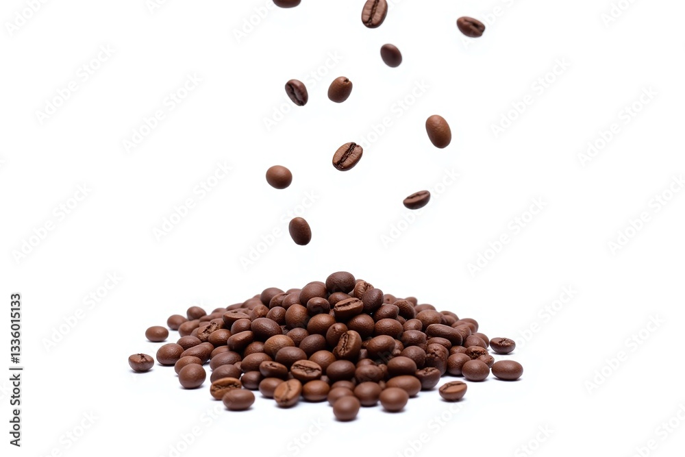 pile of coffee beans on a white background pile of coffee beans on a white background