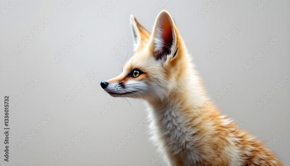 Fototapeta premium Adorable Fennec Fox Portrait Against Neutral Background