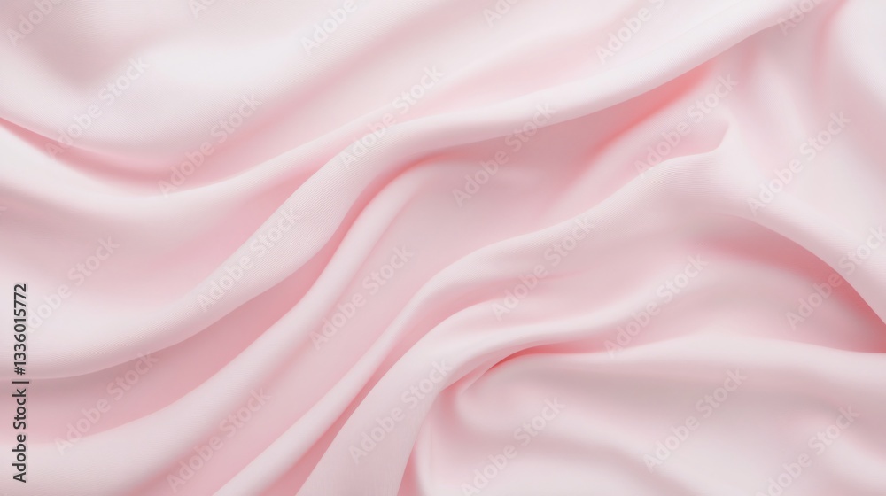 Fototapeta premium Soft pink satin fabric, flowing drapes with gentle curves, ideal for fashion design or elegant event decor, copy-space available