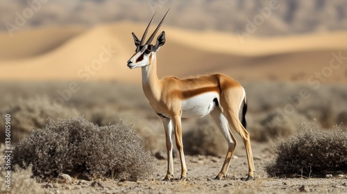 Arabian gazelle in desert landscape.  Possible use Nature photography