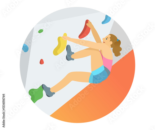 Female bouldering athletes.