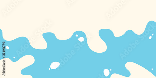 Modern poster fresh milk with splashes on a light blue background. Vector illustration in flat minimalistic style