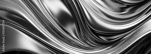Metal chrome liquid background abstract texture silver gradient 3d pattern design fabric. Liquid metal wave chrome.