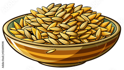 Barley seeds in a bowl islated on white