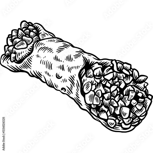 Hand drawn Pistachio Cannoli Sketch Illustration
