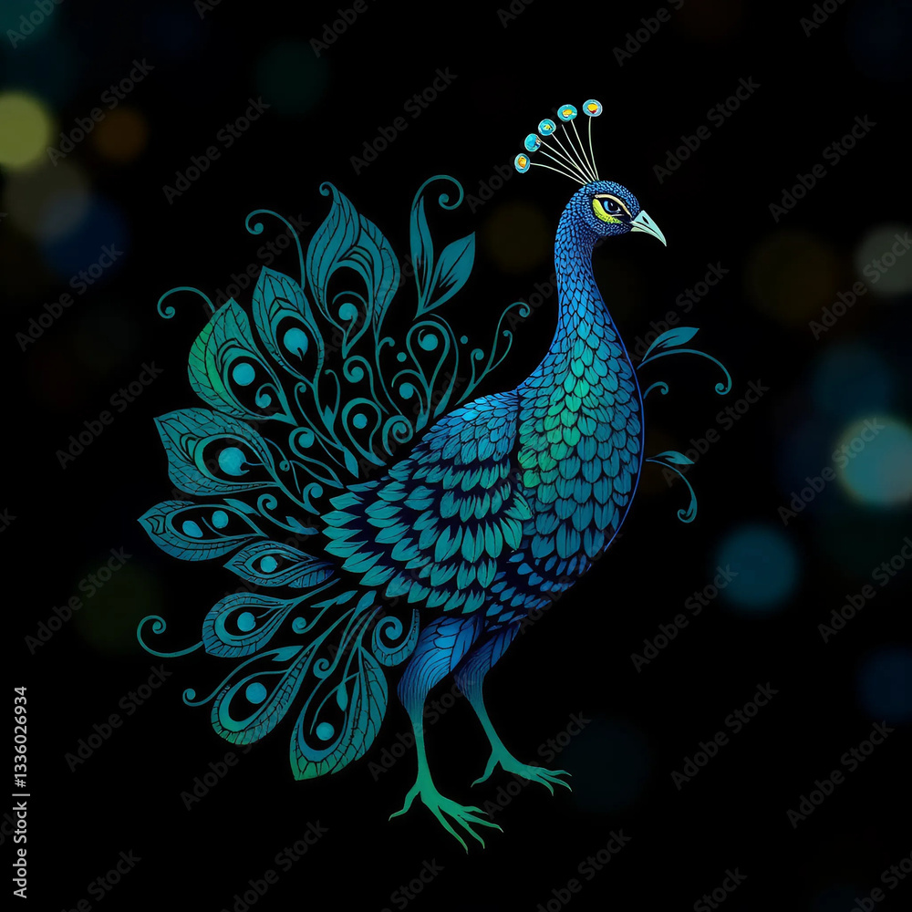 Fototapeta premium Intricate Peacock-Inspired Artwork on beautiful Background