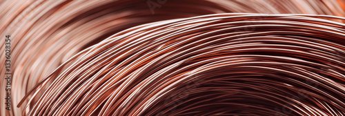 Copper wire coils in industrial setting for manufacturing Generative AI
