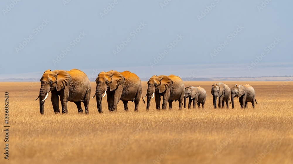 Elephants walking across grassland, majestic adult elephants moving together in a serene natural setting, perfect for nature themes. Elephants walking across grassland, majestic adult elephants moving together in a serene natural setting, perfect for nature themes.