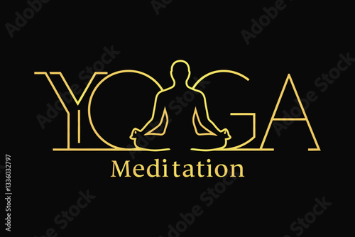 International  Yoga Day very unique and stylish  typography with Silhouette art vector of a meditating figure on a Black  background