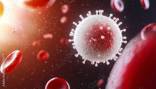 Viral Infection Microscopic View of Blood Cells and Pathogens Displaying Human Immune Response System