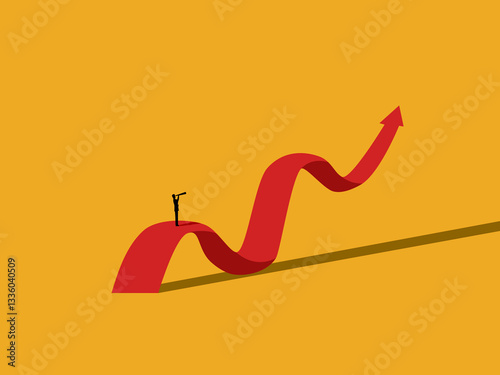 Vision, Volatility, Ambition, Businessman Looking Through Telescopes at Growth Graph