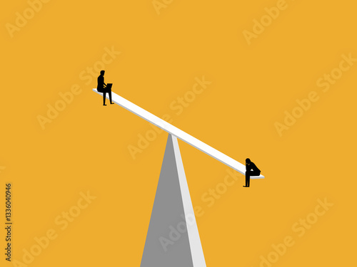 Businessman working with hopeless people on the balance board