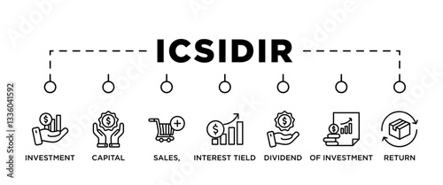 ICSIDIR banner web icon vector illustration concept of money anti laundering with icon of investment capital sales interest tield dividend of investment return