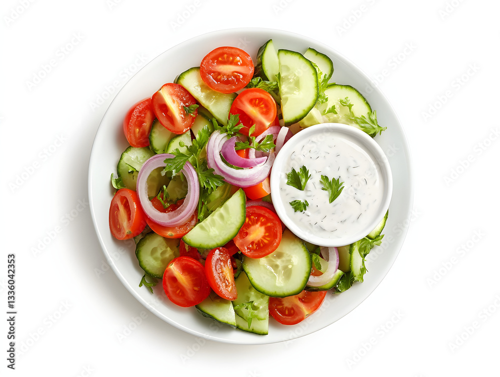 Summer Salad with, Diced tomatoes and cucumbers with ranch. Summer Salad with, Diced tomatoes and cucumbers with ranch.