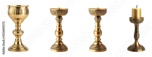 A set Luxury candle holder, isolated with a transparent background, cut out, png