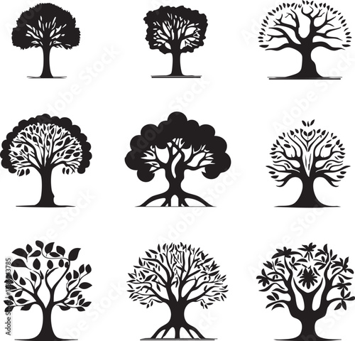 set tree design. vector