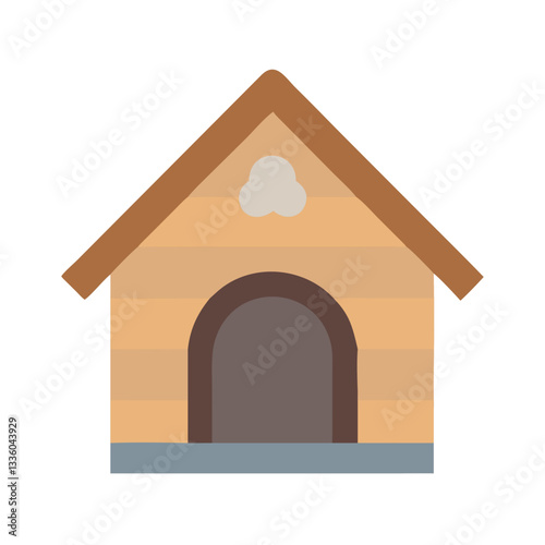 Wooden doghouse with arched entrance