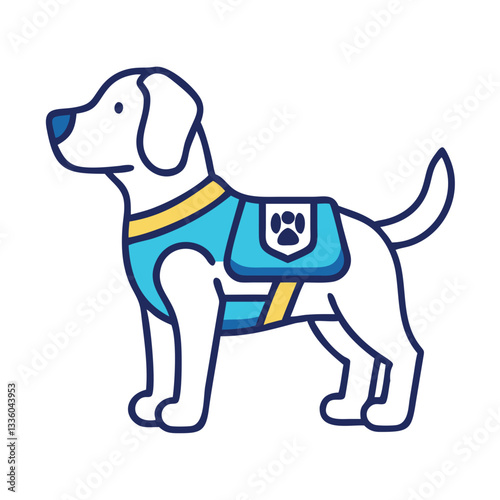 Service dog wearing a blue vest