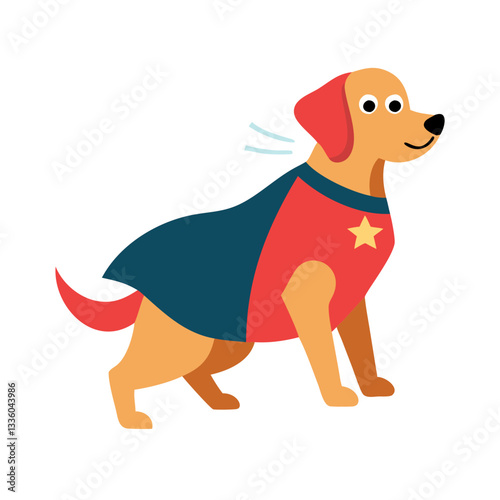 Superhero dog wearing a red cape