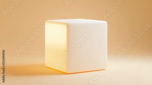 A white cube with a light source on one side.