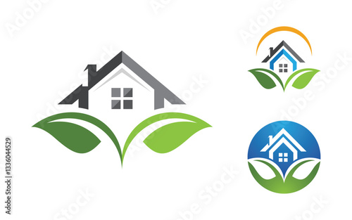 Home industrial Property concept icon logo illustration v.4