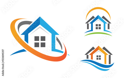 Home industrial Property concept icon logo illustration v.28