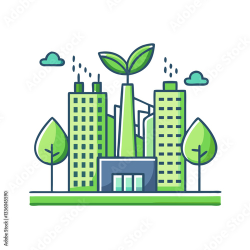 Futuristic green city with clean energy