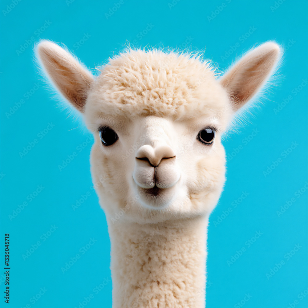 Obraz premium a minimalist digital artwork depicting an alpaca head,