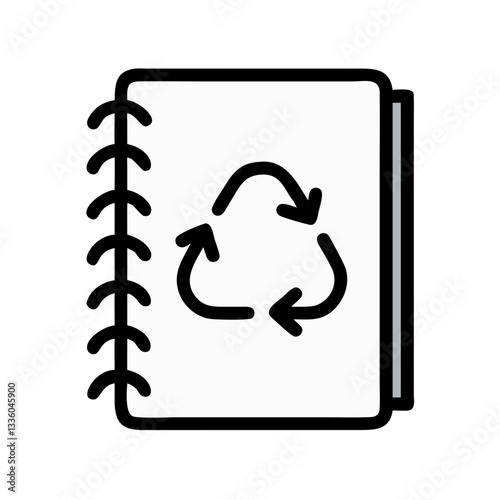 Outline notebook with recycling arrows