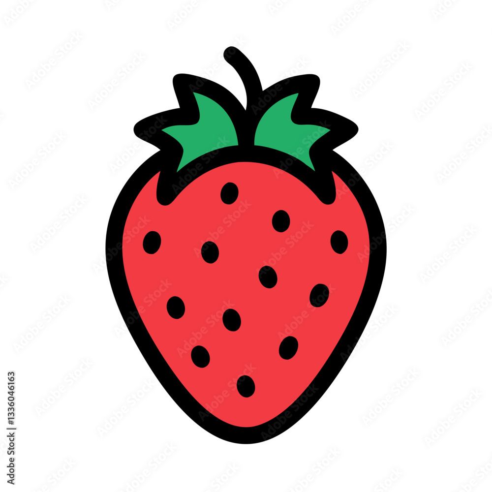 Obraz premium Simple bright red strawberry illustration