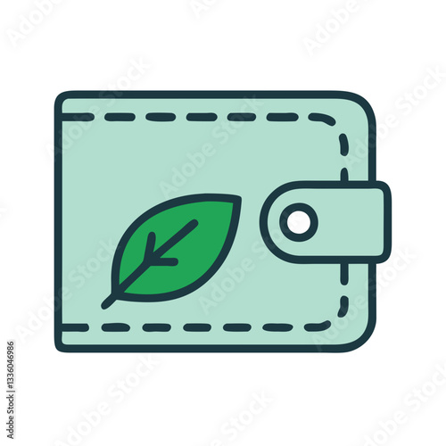 Green wallet with leaf symbol