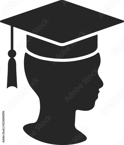 Academic graduation cap icon with boy silhouette