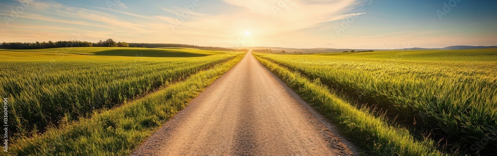 Obraz premium Beautiful sunset over a rural pathway