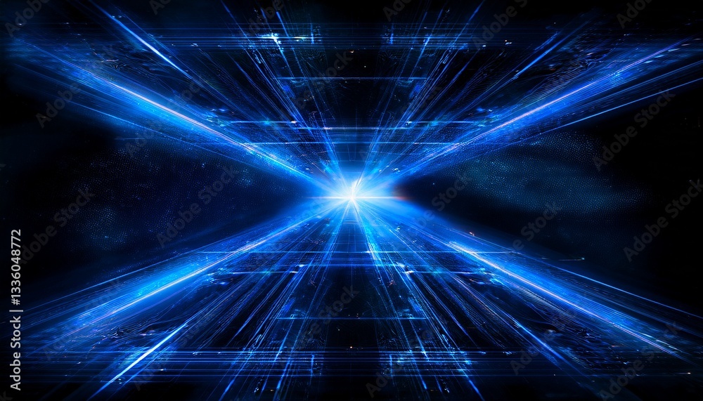 abstract futuristic blue light tunnel with an energetic central glow abstract futuristic blue light tunnel with an energetic central glow
