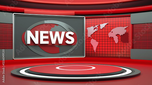 Professional News Studio Background | HD Virtual Newsroom Backdrop.