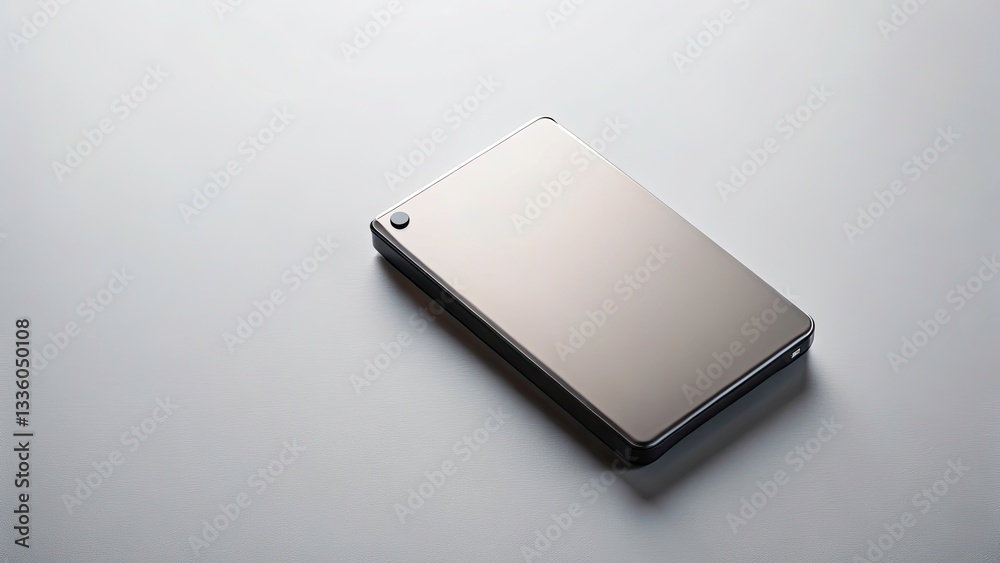 Aerial View External Hard Drive, Top-Down Flat Lay Photography, Nature Background, Product Shot, Storage Device Aerial View External Hard Drive, Top-Down Flat Lay Photography, Nature Background, Product Shot, Storage Device