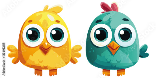 Wallpaper Mural "Cute Cartoon Birds with Bow Ties" Torontodigital.ca