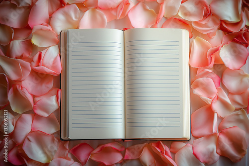 Wedding Stationery with Flower Petals and Planner Notebook