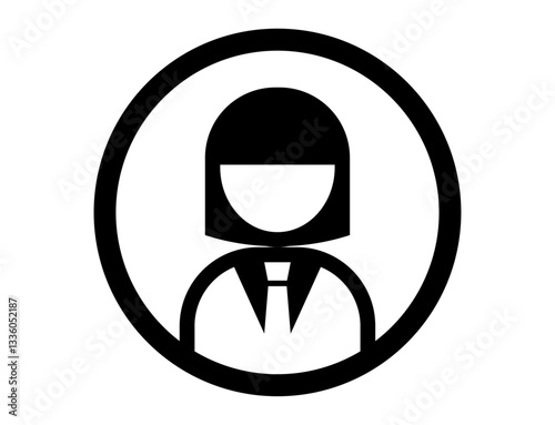 スーツを着た人の丸いシンプルなモノクロイラスト