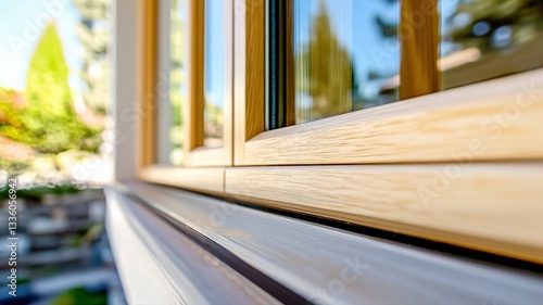 Close-up of a carpenter precisely cutting wooden trim to fit around windows and doors, showcasing skilled craftsmanship and detailed interior finishing work in residential construction.
