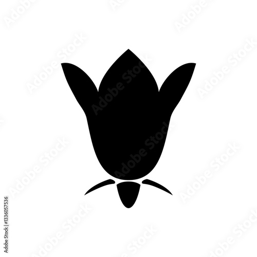 Silhouette of the Floral Emblem of Sweden, Swedish Bell, Campanula rotundifolia, Harebell, small bluebell, can use for Logo, Apps, Pictogram, Emblem, Ornate, Decoration, or Grpahic Design Element. 